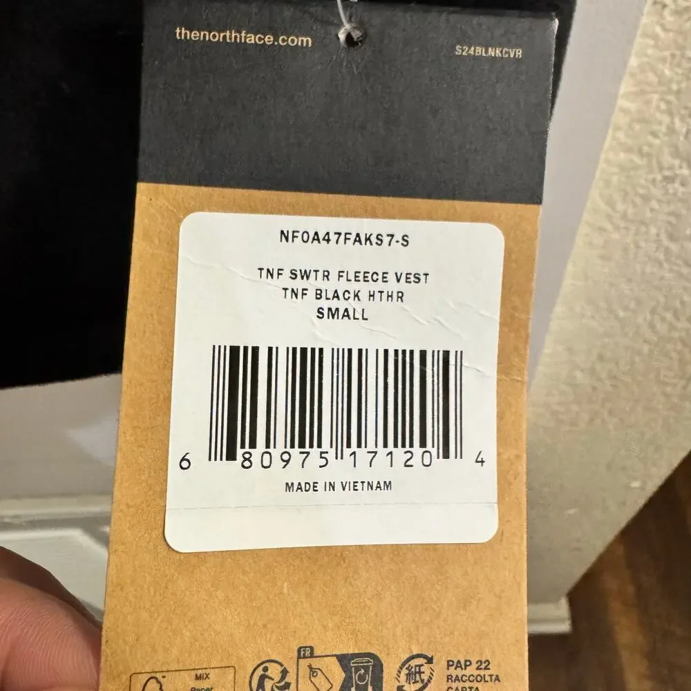The North Face Sweater Fleece Men’s Vest Size Small Black Outdoors Gorpcore